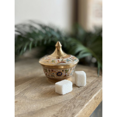 Шкатулка латунь резная CHUNIYA JALI белая эмаль h-8 см