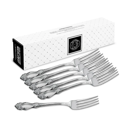 Набор десертных вилок "Серебряная роза" посеребренный с чернением