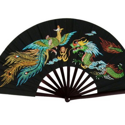Китайский веер "Птица феникс и дракон" (2 шт) Китайский веер "Птица феникс и дракон" (2 шт)