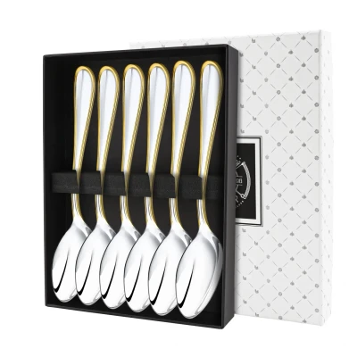 Набор чайных ложек "Капелька"  посеребренный с позолотой