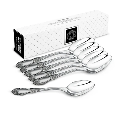 Набор десертных ложек "Серебряная роза" посеребренный с чернением