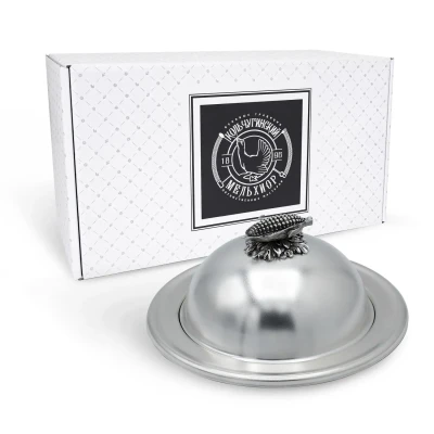 Масленка "Кукуруза" латунная посеребренная с чернением