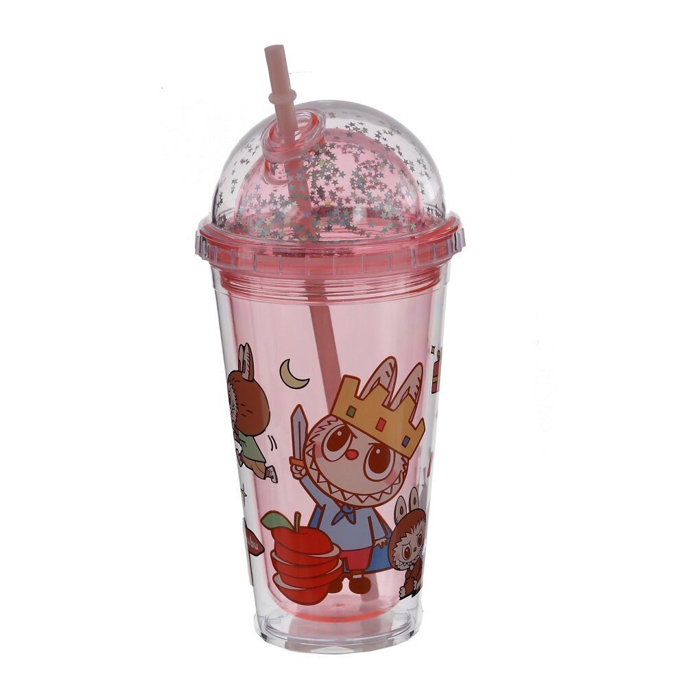 Стакан с крышкой и трубочкой, 460 мл, L10 W10 H21 см