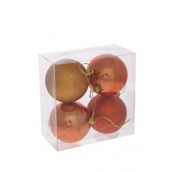 Набор из 4шт Украшение новогоднее Шар "Медовый квартет", D 7 см, L14 W7 H14 см