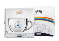 Бульонница детская "Мишка" с голубой с эмалью