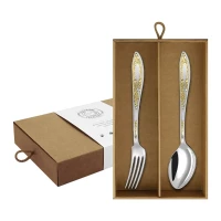 Набор столовый "Жасмин": вилка и ложка посеребренный с позолотой