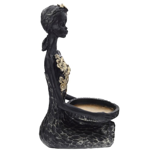 Фигурка декоративная "Африканка" с подставкой д/мелочей, L13 W13,5 H34 см