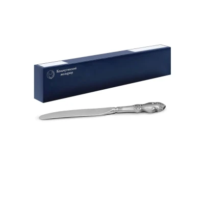 Нож столовый "Серебряная роза" посеребренный с чернью (И)