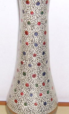 Ваза «Стакан» латунь резная BIDRI белая эмаль h-51 см Ваза «Стакан» латунь резная BIDRI белая эмаль h-51 см