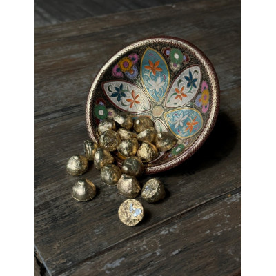 Конфетница латунь резная цветная эмаль h-22 см