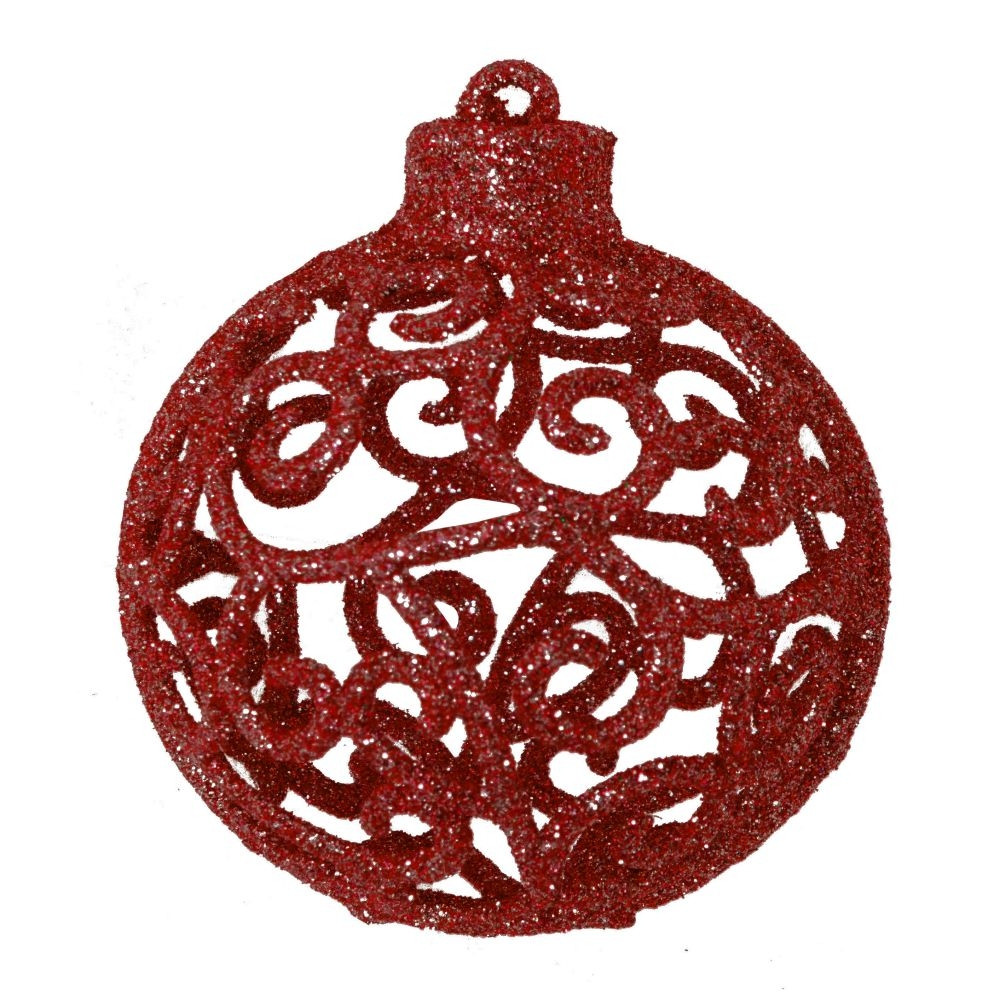 Набор из 6шт Украшение новогоднее Шар "Вензель красный", D6 см, L6 W6 H7 см
