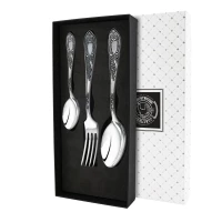 Набор столовый "Жасмин": вилка, ложка, чайная ложка посеребренный с чернением. Набор на 1 персону.
