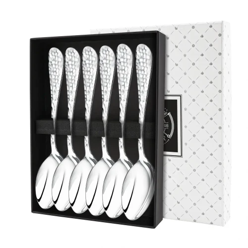 Набор чайной ложки "Капелька" кованная посеребренный