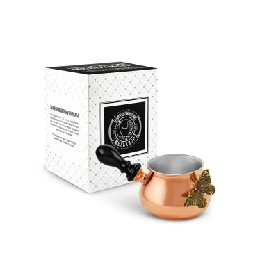 Молочник к турке для кофе "Бабочки" медный с чернением