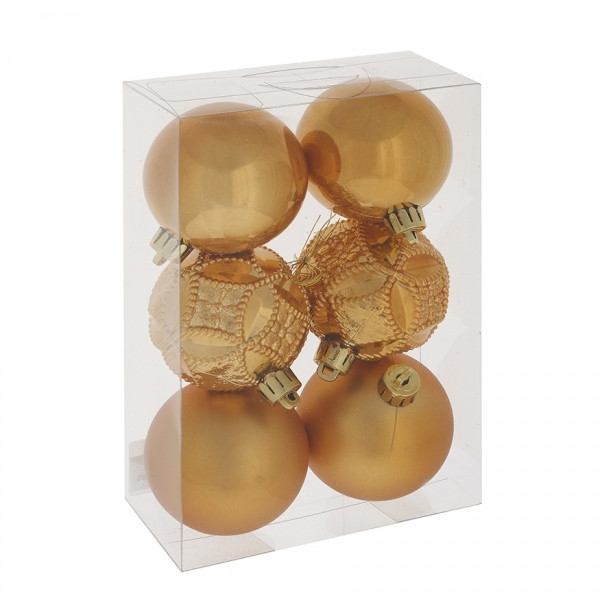 Набор из 6шт Украшение новогоднее Шар "Медовое чудо", D 6 см, L17,5 W6 H11,5 см