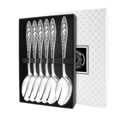 Набор столовых ложек "Морозко"  посеребренный с чернением