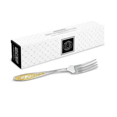 Вилка столовая "Морозко" посеребр. с частичной позолотой