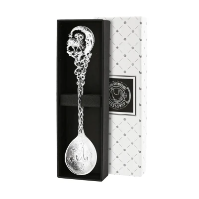 Ложка чайная "Зодиак-Овен" латунь посеребренная с чернением