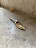 Пепельница "Башмак" латунь резная CHUNIYA JALI белая эмаль h-8 см