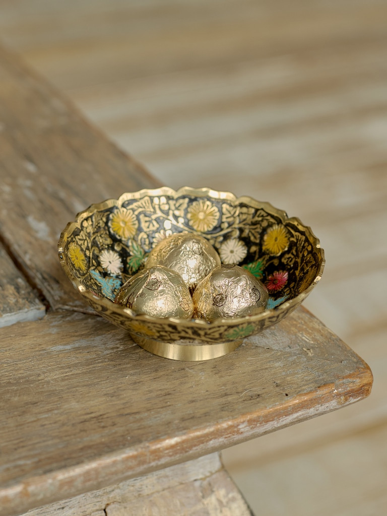 Конфетница, латунь, цветная эмаль,  11 см