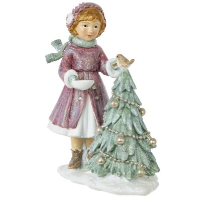 Фигурка декоративная "Девочка и елка", L10 W5 H12 см