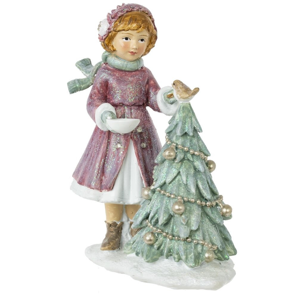 Фигурка декоративная "Девочка и елка", L10 W5 H12 см Фигурка декоративная "Девочка и елка", L10 W5 H12 см