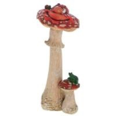 Декоративная садовая фигурка "Гриб мухомор с лягушкой двойной"      