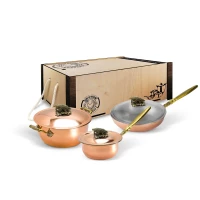 Набор медной посуды "Кукуруза": кастрюля, сковорода, сотейник