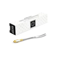 Вилка для лимона "Серебряная роза" позолоченный рисунок