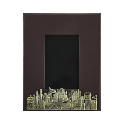 Рамка д/фото "Индустриальная" латунная с черн.