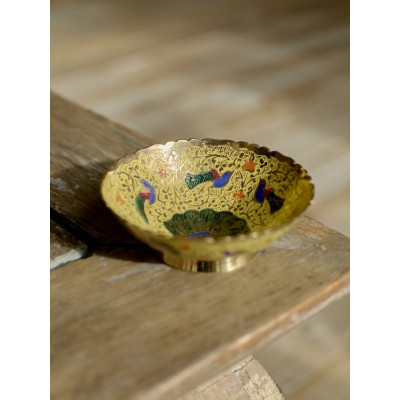 Конфетница «Павлин» латунь резная h-10 см