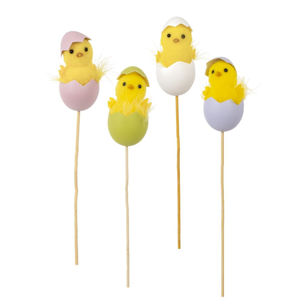 Изделие декоративное (вставка) "Цыпленок" (блок 12шт), L4 W3,5 H32 см, 4в.