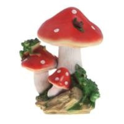 Декоративная садовая фигурка "Гриб мухомор с лягушкой тройной"       