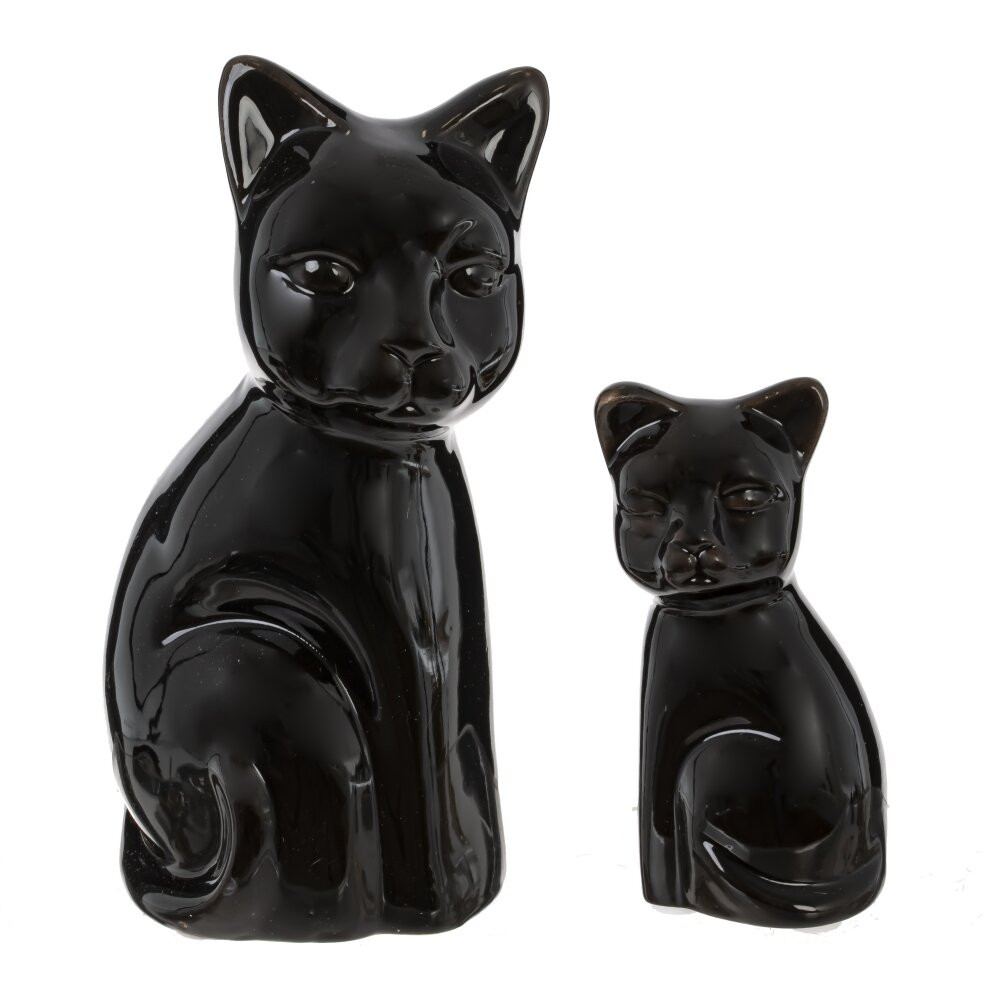 Набор фигурок "Кот с котёнком" чёрный, L11,5 W7 H16 см
