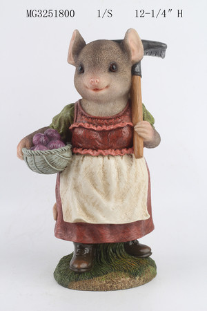 Фигурка садовая Мышь с тяпкой