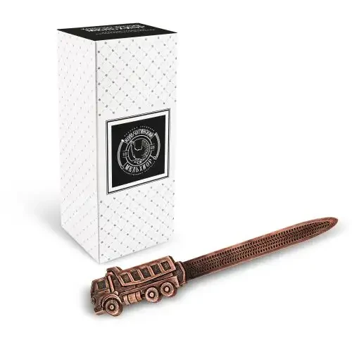 Нож д/писем "Индустриальный "Машинка " медный с чернью