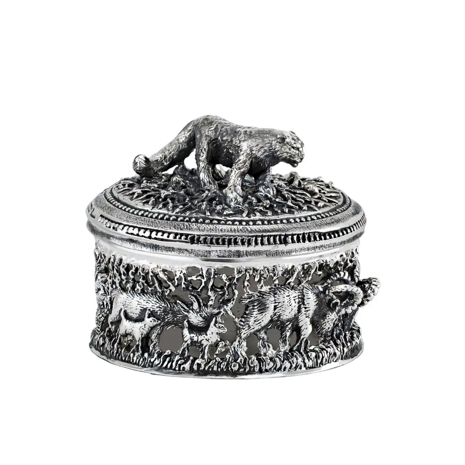 Солонка "Барс" посеребренная полированная черненая