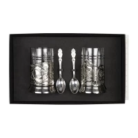 Набор подстаканников "Армия и Герб РФ" никелированный с чернением