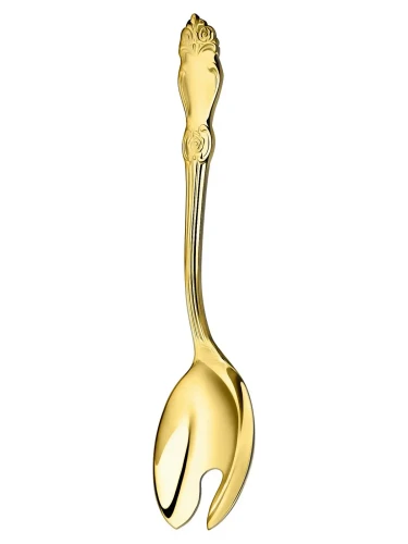 Вилка для салата "Серебряная роза" позолоченная полностью Вилка для салата "Серебряная роза" позолоченная полностью