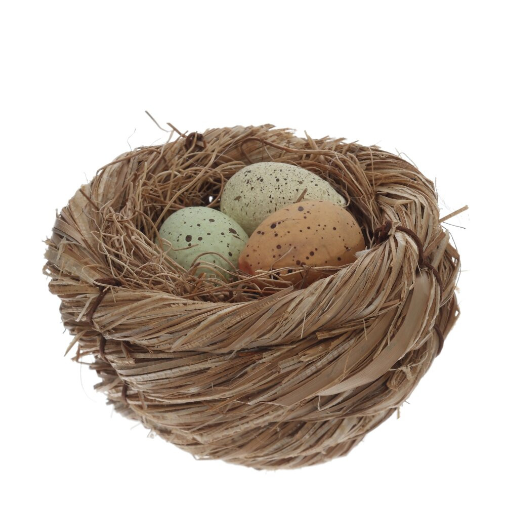 Набор из 3-х изделий декоративных "Гнездо пасхальное" (7*4), L21 W7 H4 см