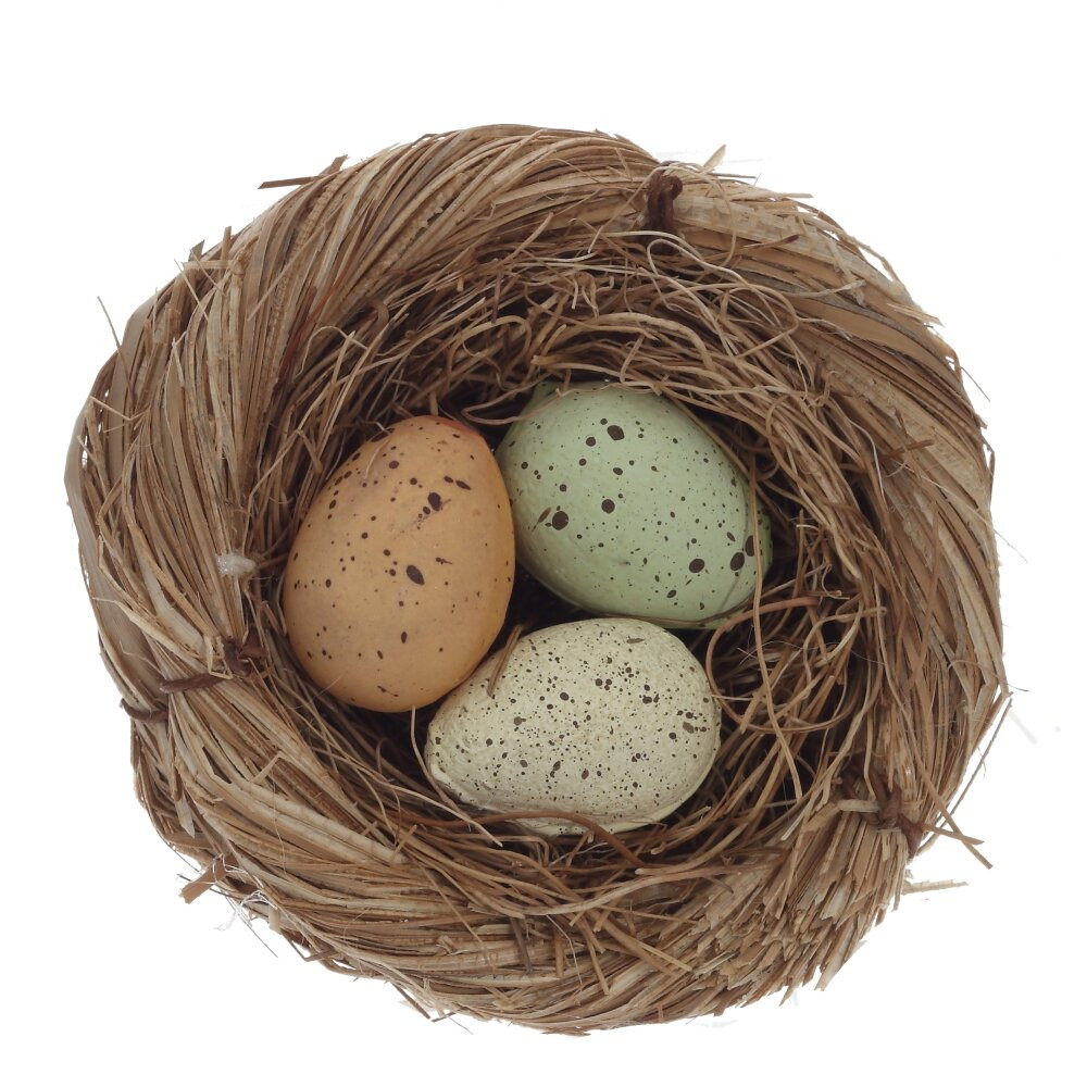 Набор из 3-х изделий декоративных "Гнездо пасхальное" (7*4), L21 W7 H4 см
