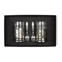 Набор подстаканников "Армия и Отечество" никелированный с чернением