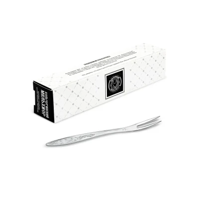 Вилка для лимона "Пламя" посеребренная с чернью