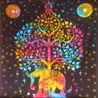 Этническое покрывало "Слон и древо жизни"          