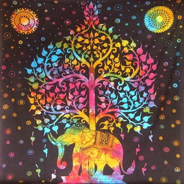 Этническое покрывало "Слон и древо жизни"          