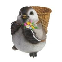 Садовое кашпо "Воробей с корзинкой"      