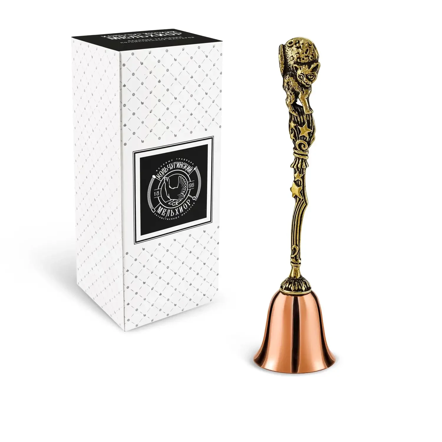 Колокольчик "Волшебный кот" медь-латунь с чернением