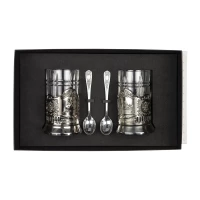 Набор подстаканников "Медный всадник и Исаакиевский собор" никелированный с чернением