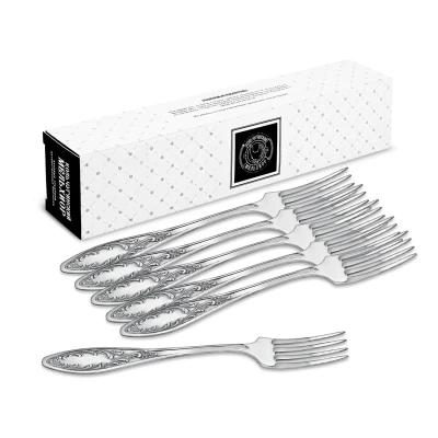 Набор столовых вилок "Пламя" посеребренный с чернением