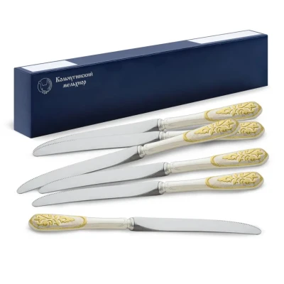 Набор столовых ножей "Визирь" посеребренный с позолотой